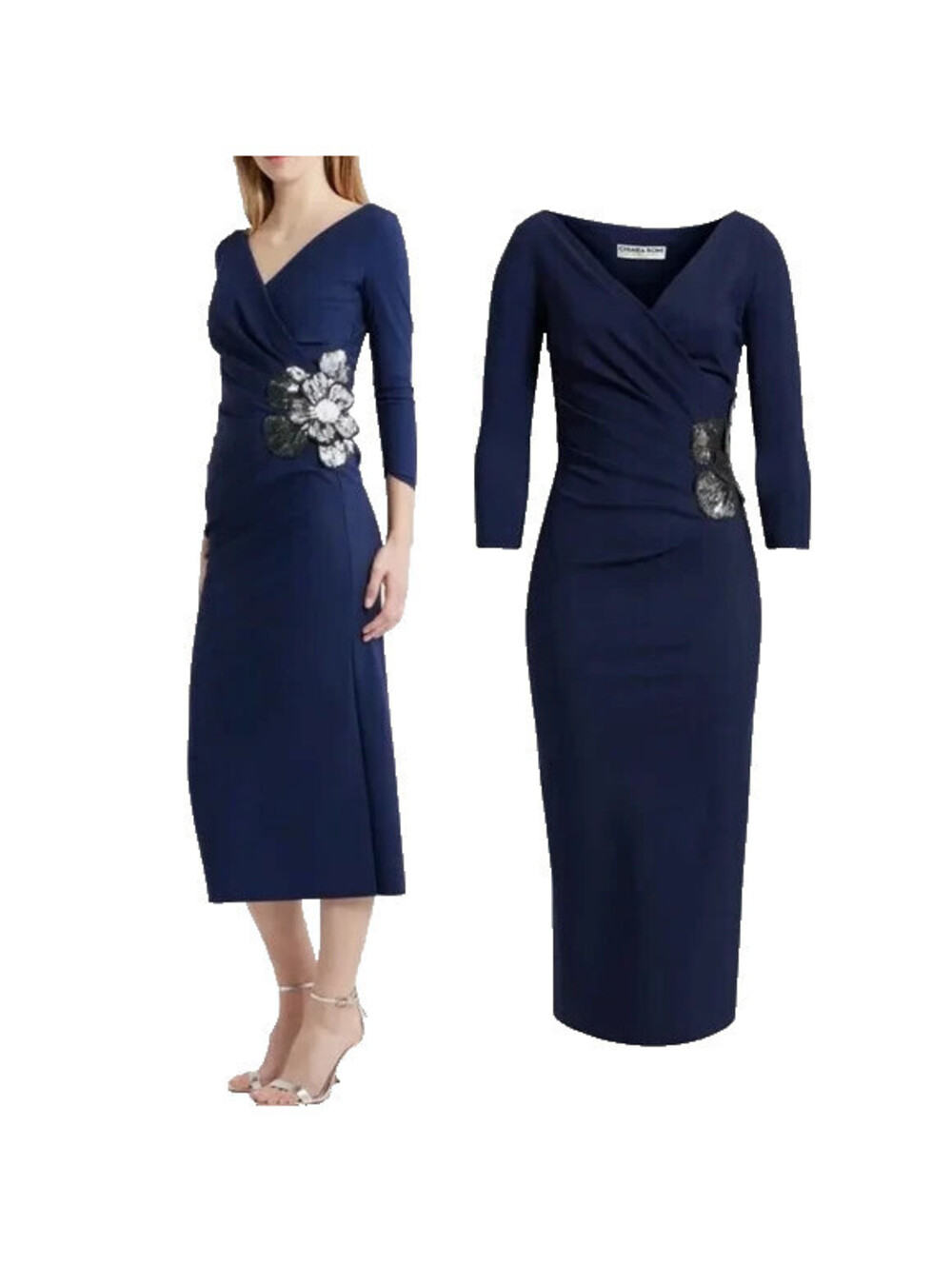 New, Chiara Boni La Petite Onori Sequined Floral Cocktail Dress Sz 40  #MD2123
